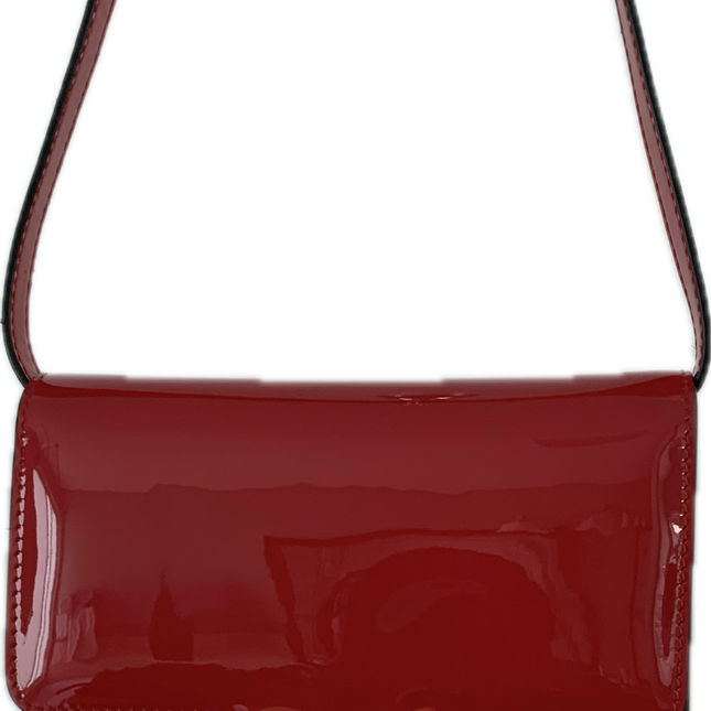 Fendi Karligraphy Red Patent Leather Crossbody Bag. PRISTINE CONDITION