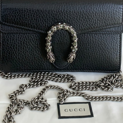 Gucci Dionysus Super Mini Black Leather Shoulder Bag