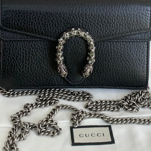 Gucci Dionysus Super Mini Black Leather Shoulder Bag