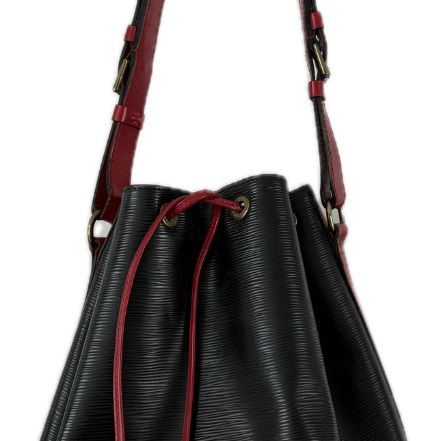 Louis Vuitton Bi-Color Black Red Epi Leather Noe Bucket Bag