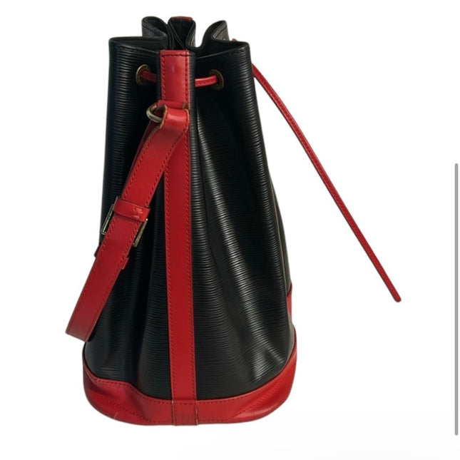 Louis Vuitton Bi-Color Black Red Epi Leather Noe Bucket Bag
