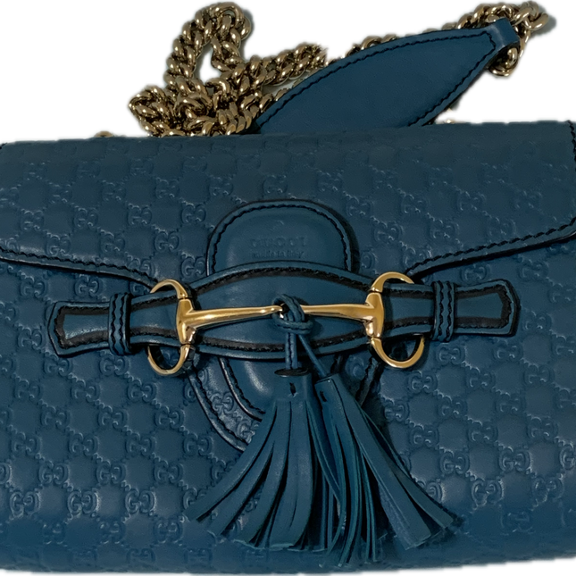 Gucci Mini Microguccissima Emily chain crossbody in teal.