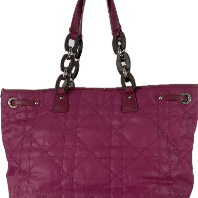 Christian Dior Cannage Panarea Shoulder Bag Elegant fuchsia quilted design.
