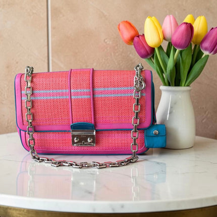 Christian Dior Raffia and Leather Miss Dior Flap Handbag
