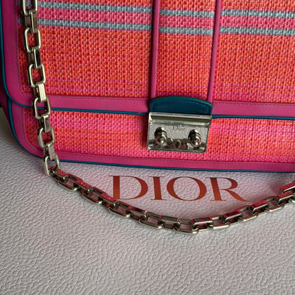 Christian Dior Raffia and Leather Miss Dior Flap Handbag
