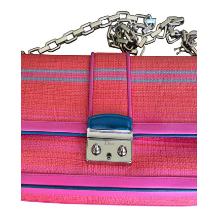 Christian Dior Raffia and Leather Miss Dior Flap Handbag