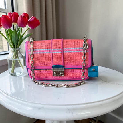 Christian Dior Raffia and Leather Miss Dior Flap Handbag