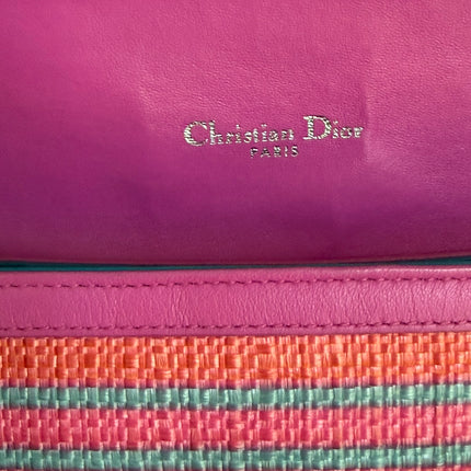 Christian Dior Raffia and Leather Miss Dior Flap Handbag