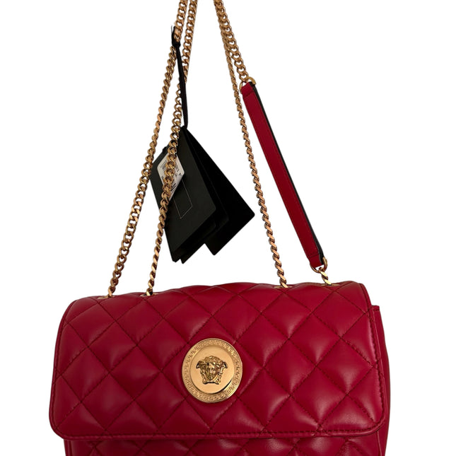 Versace Quilted Leather La Medusa Crossbody Red Shoulder Bag NWT MSRP $1800