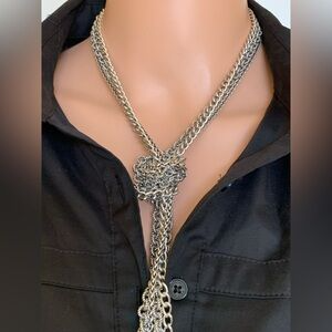 David Yurman 925 Sterling Silver Triple Strand Multi-Link Chain Necklace