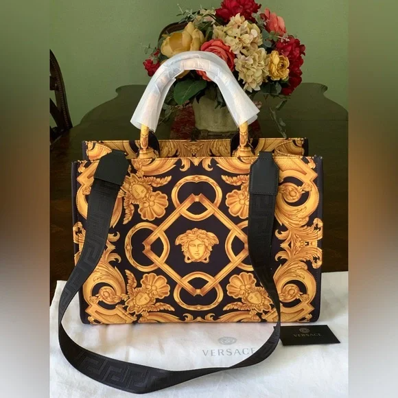 Versace Signature Print Brand New Large Canvas Tote. MSRP $1,895