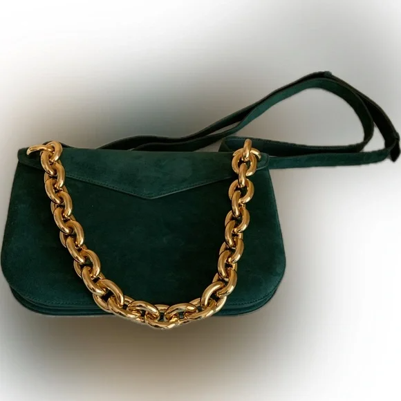 Bottega Veneta Mount Suede Shoulder Bag With Adjustable Strap & Chunky Chain NWT