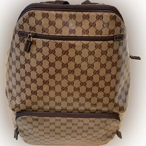 GUCCI Large Crystal Monogram Backpack in Dark Brown. Unisex!.