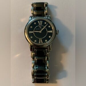 David Yurman Classic Stainless Steel Ceramic And Diamond Watch. Retail $4,500