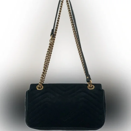 Gucci GG Marmont Crystal Embellished Matelasse Velvet Bag