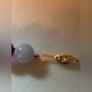 FINE JEWELRY - 14K Gold Stamped Genuine Blue Lace Agate & Amethyst 24” Necklace