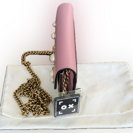 Gucci GG Supreme Pearl Peony WalletOn Chain. PRISTINE