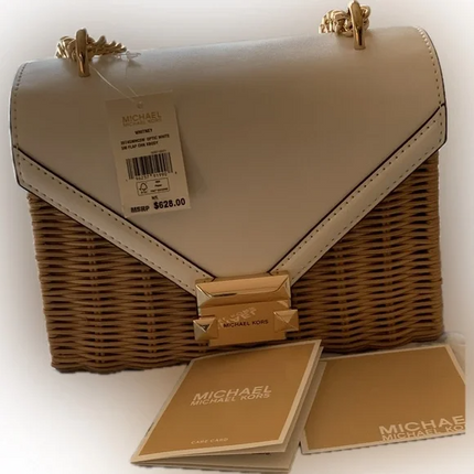 Michael Kors Whitney NWT $628.00 retail Small Wicker Shoulder Bag.