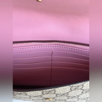 Gucci GG Supreme Pearl Peony WalletOn Chain. PRISTINE