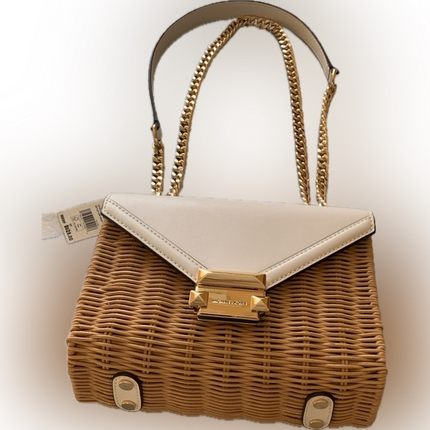 Michael Kors Whitney NWT $628.00 retail Small Wicker Shoulder Bag.