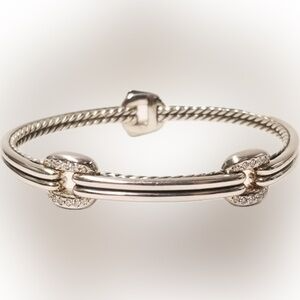 DAVID YURMAN THOROUGHBRED DOUBLE LINK STERLING SILVER AND DIAMONDS BRACELET