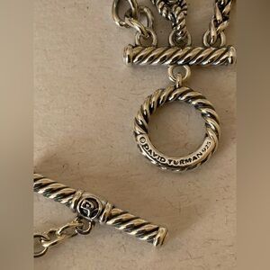 David Yurman 925 Sterling Silver Triple Strand Multi-Link Chain Necklace