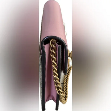 Gucci GG Supreme Pearl Peony WalletOn Chain. PRISTINE
