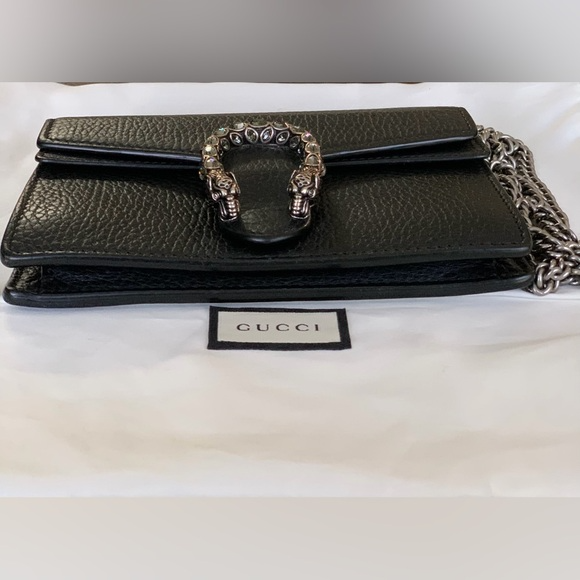 Gucci Dionysus Super Mini Black Leather Shoulder Bag