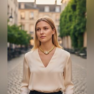 CHRISTIAN DIOR GOLD PLATED CRYSTAL CHOKER NECKLACE