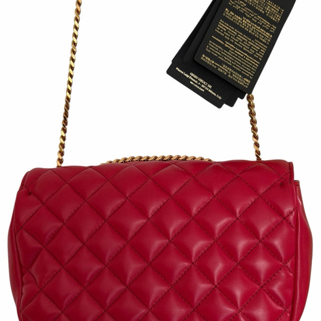 Versace Quilted Leather La Medusa Crossbody Red Shoulder Bag NWT MSRP $1800