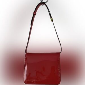 Fendi Karligraphy Red Patent Leather Crossbody Bag. PRISTINE CONDITION