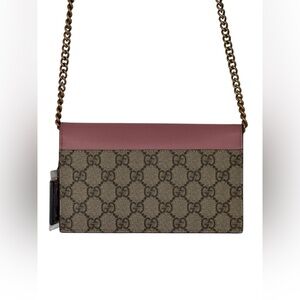 Gucci GG Supreme Pearl Peony WalletOn Chain. PRISTINE