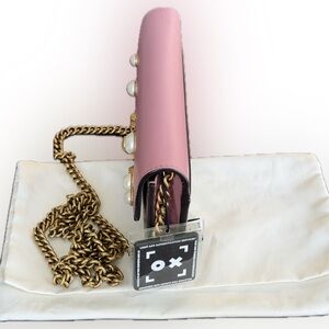 Gucci GG Supreme Pearl Peony WalletOn Chain. PRISTINE