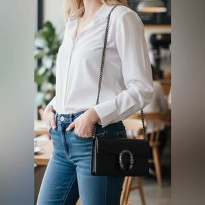 Gucci Dionysus Super Mini Black Leather Shoulder Bag